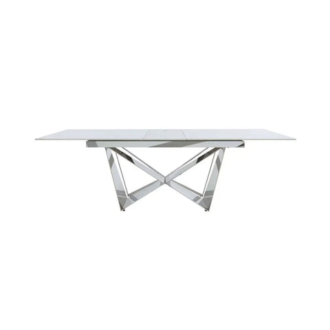 Marvel 2m White Ceramic Chrome Extending Dining Table - Extended