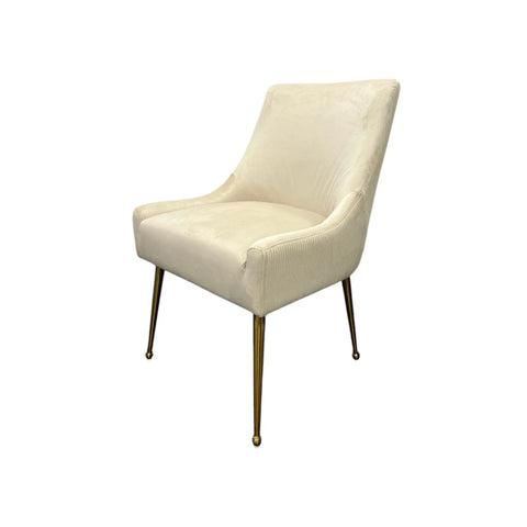 Mason Grey Velvet Dining Chair with Gold Legs and Knocker, also available in Cream - Cream Chair 