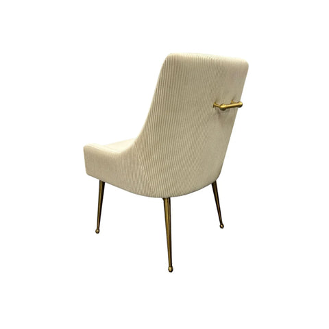 Mason Grey Velvet Dining Chair with Gold Legs and Knocker, also available in Cream - Back of Cream Chair 