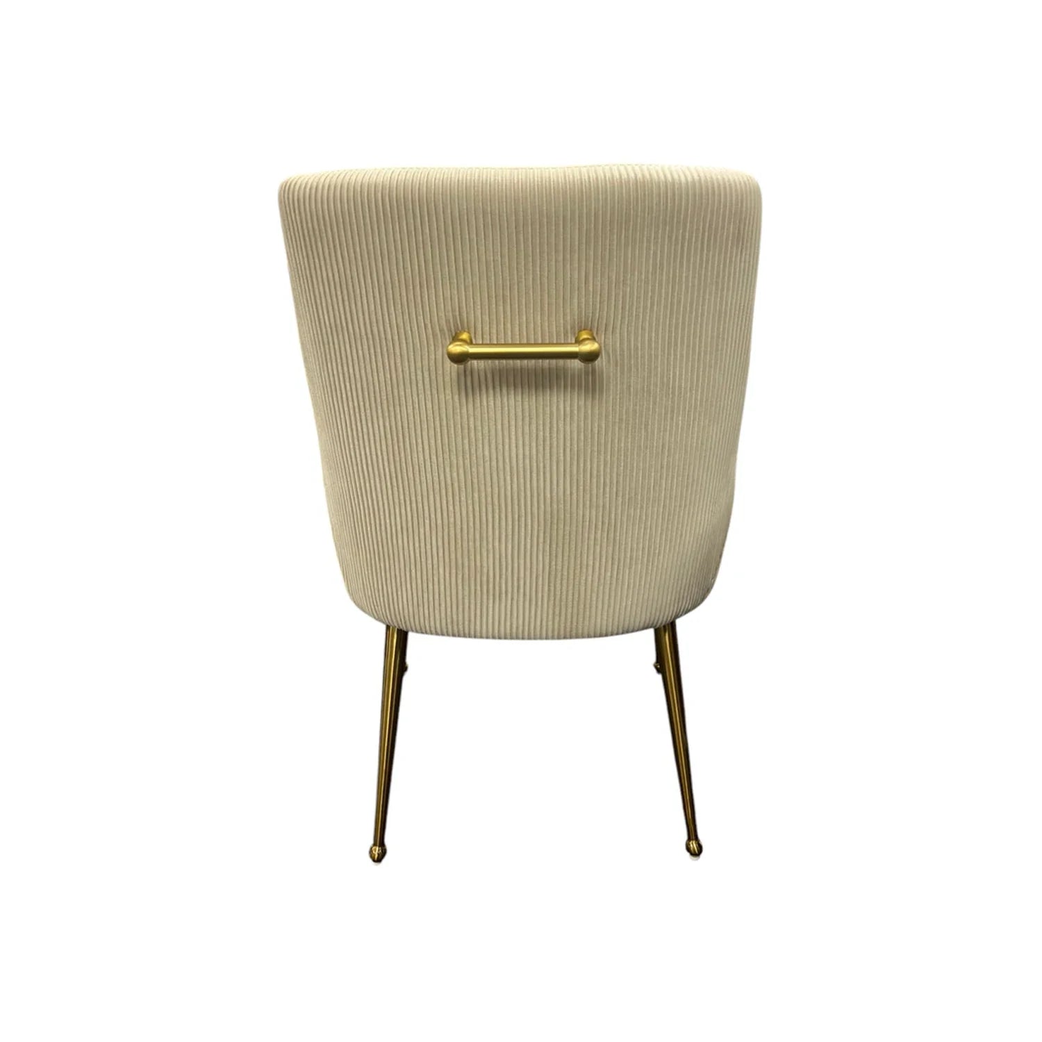 Mason Cream Velvet Dining Chair with Gold Legs and Knocker, also available in Dark Grey - Back of Chair 