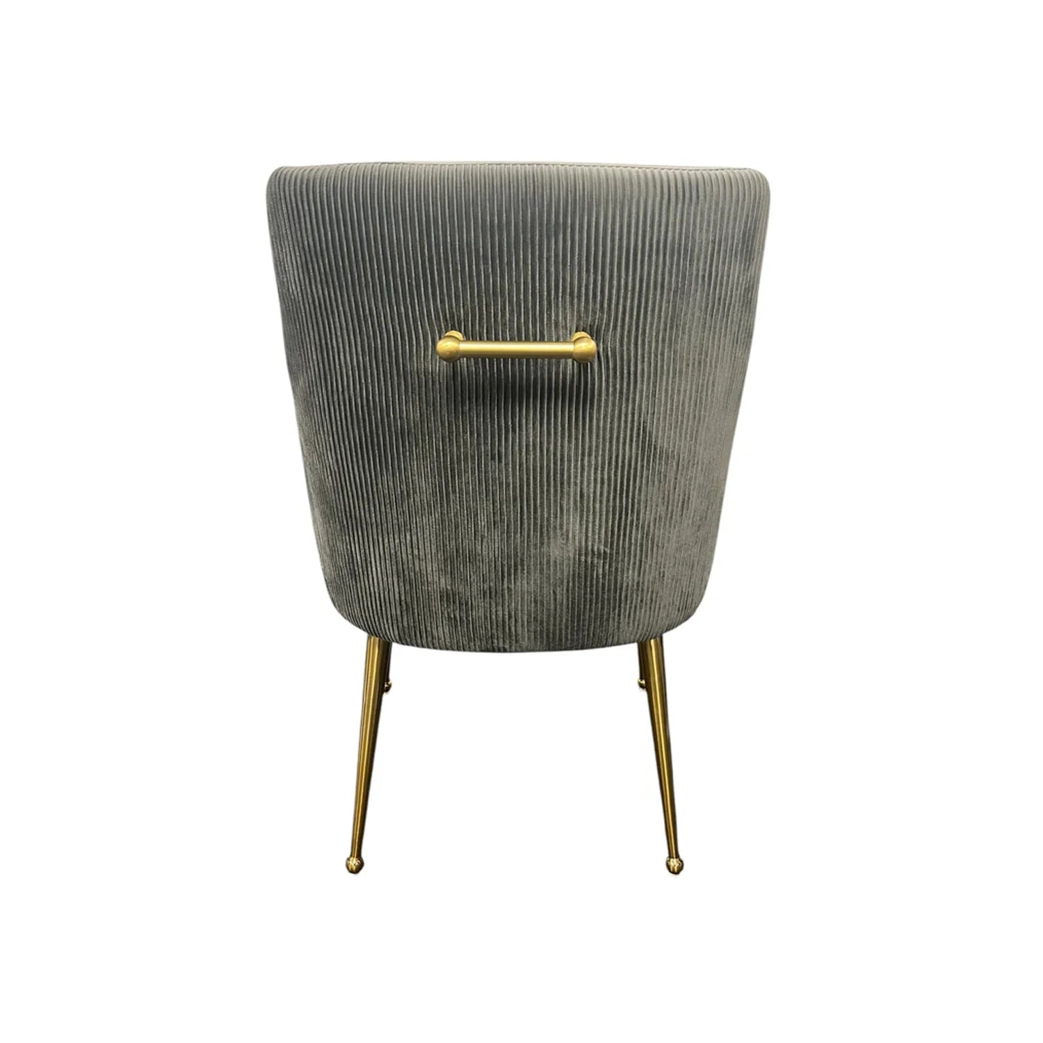 Mason Grey Velvet Dining Chair with Gold Legs and Knocker, also available in Cream - Back of Chair 