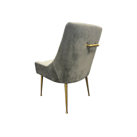 Mason Grey Velvet Dining Chair with Gold Legs and Knocker, also available in Cream - Back view showing gold knocker