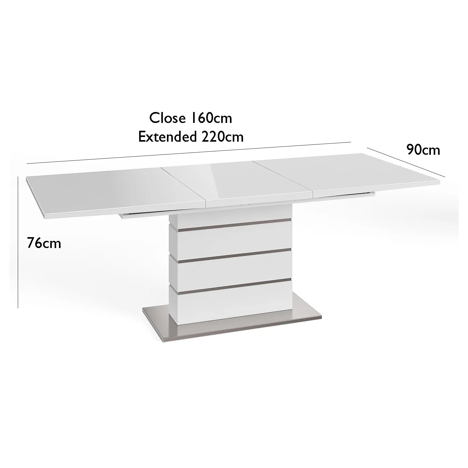 Massimo 160-220cm High Gloss White Extending Dining Table