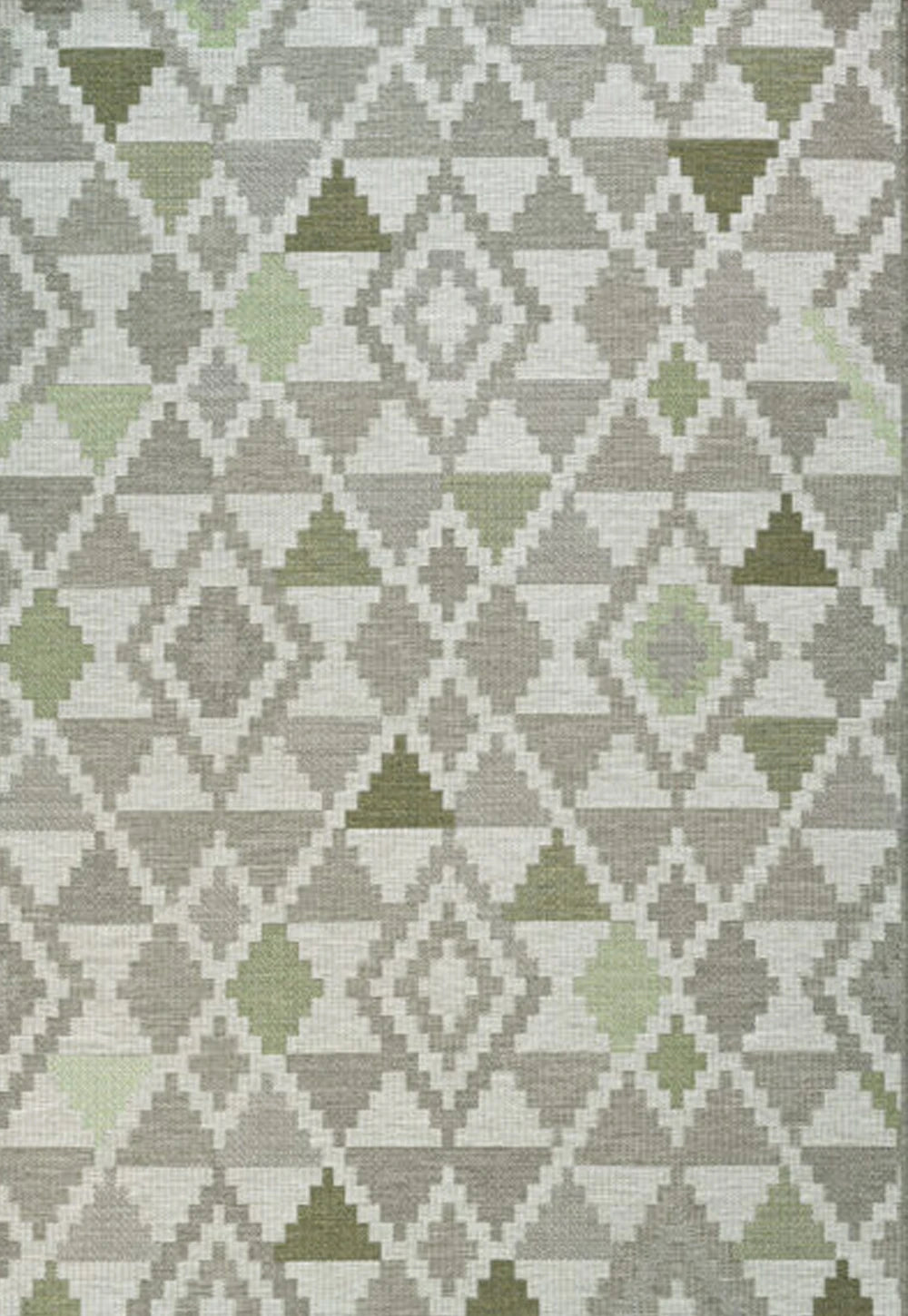 Brighton Grey And Green Geometric Indoor Outdoor Rug, available in various colours and sizes - Main Image 