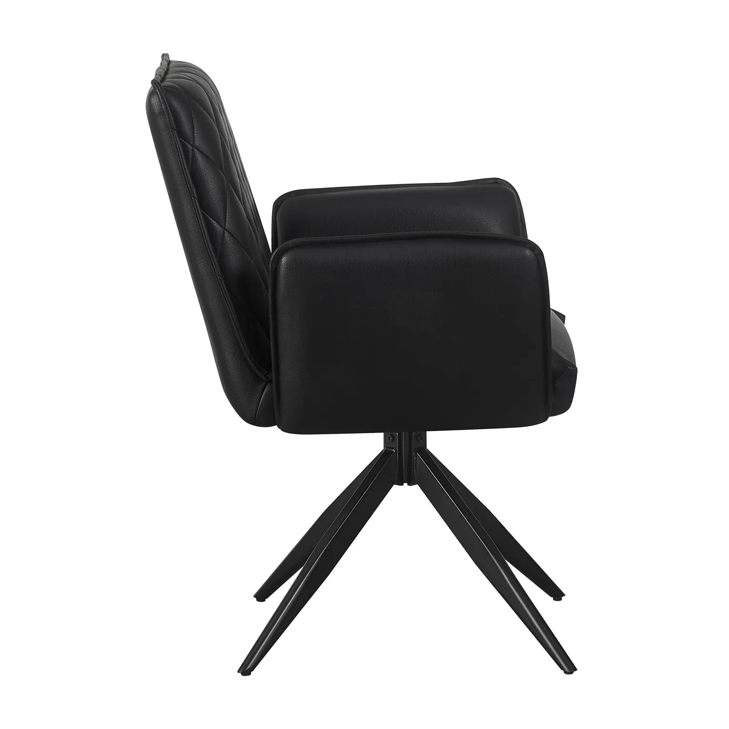 Maxwell Black Leather Arm Swivel Dining Chairs