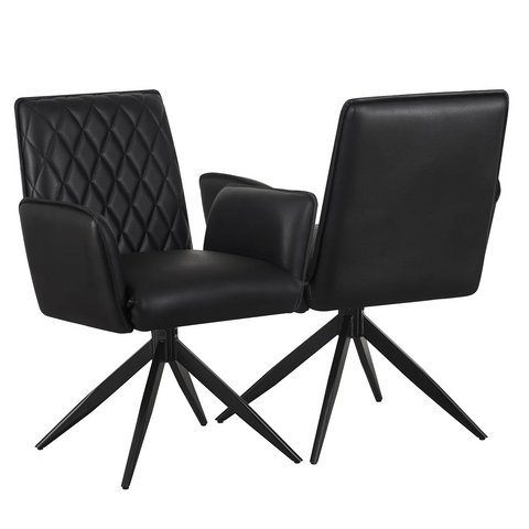 Maxwell Black Leather Swivel Dining Chairs - Set of 4