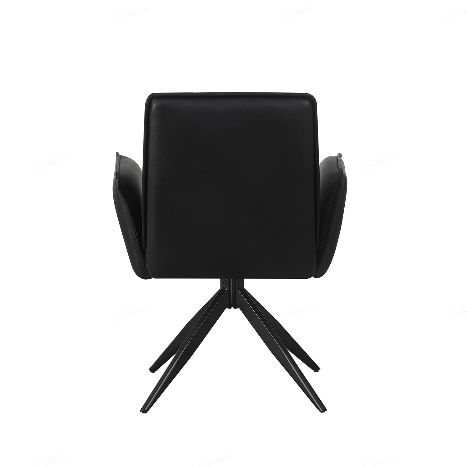 Maxwell Black Leather Swivel Dining Chairs with Arms