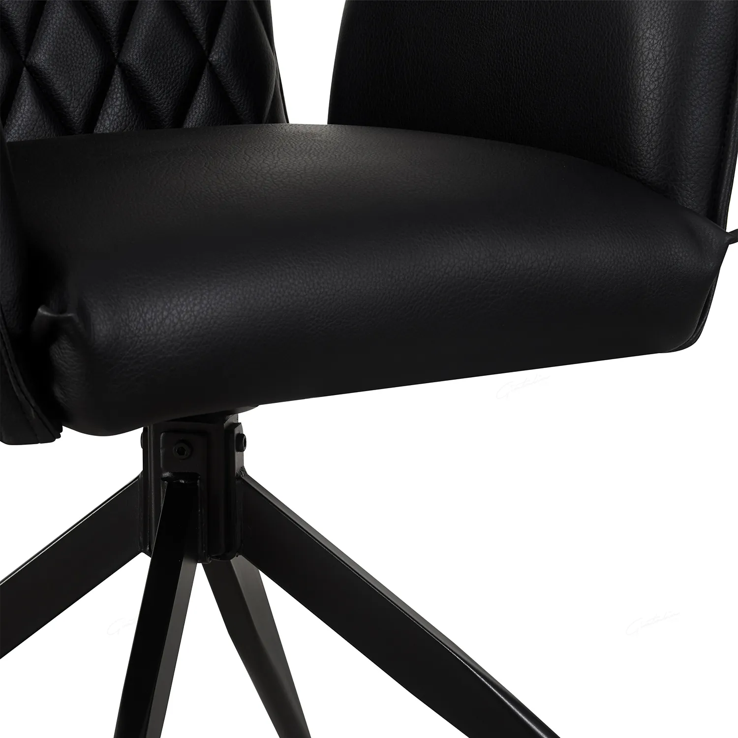 Maxwell Black Faux Leather Swivel Dining Chairs 