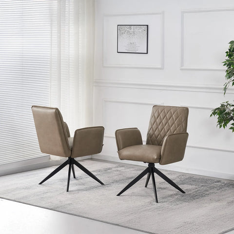 Maxwell Taupe Leather Swivel Set of 6 Dining Chairs