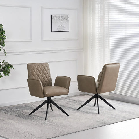 Maxwell Taupe Leather Swivel Set of 4 Dining Chairs