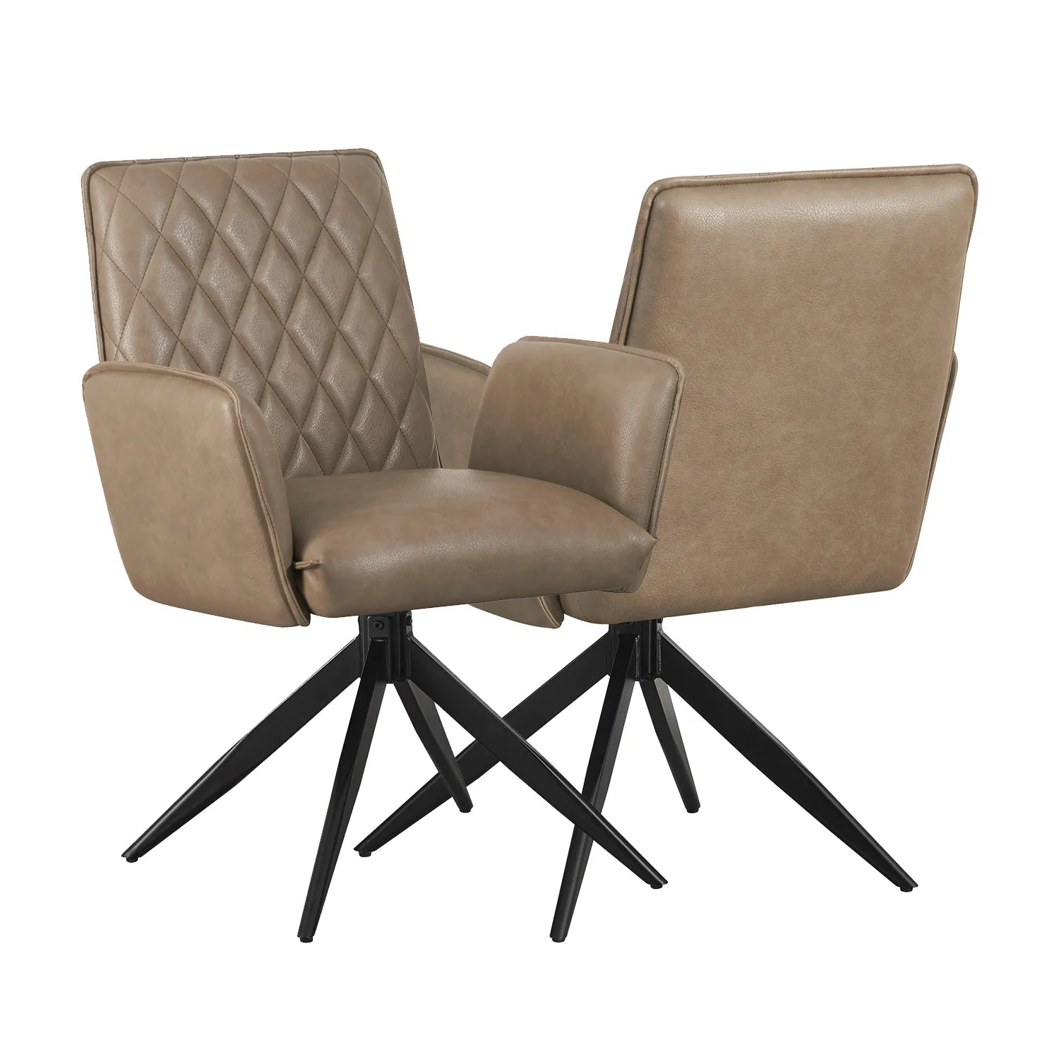 Maxwell Taupe Leather Swivel Dining Chairs - Set of 4