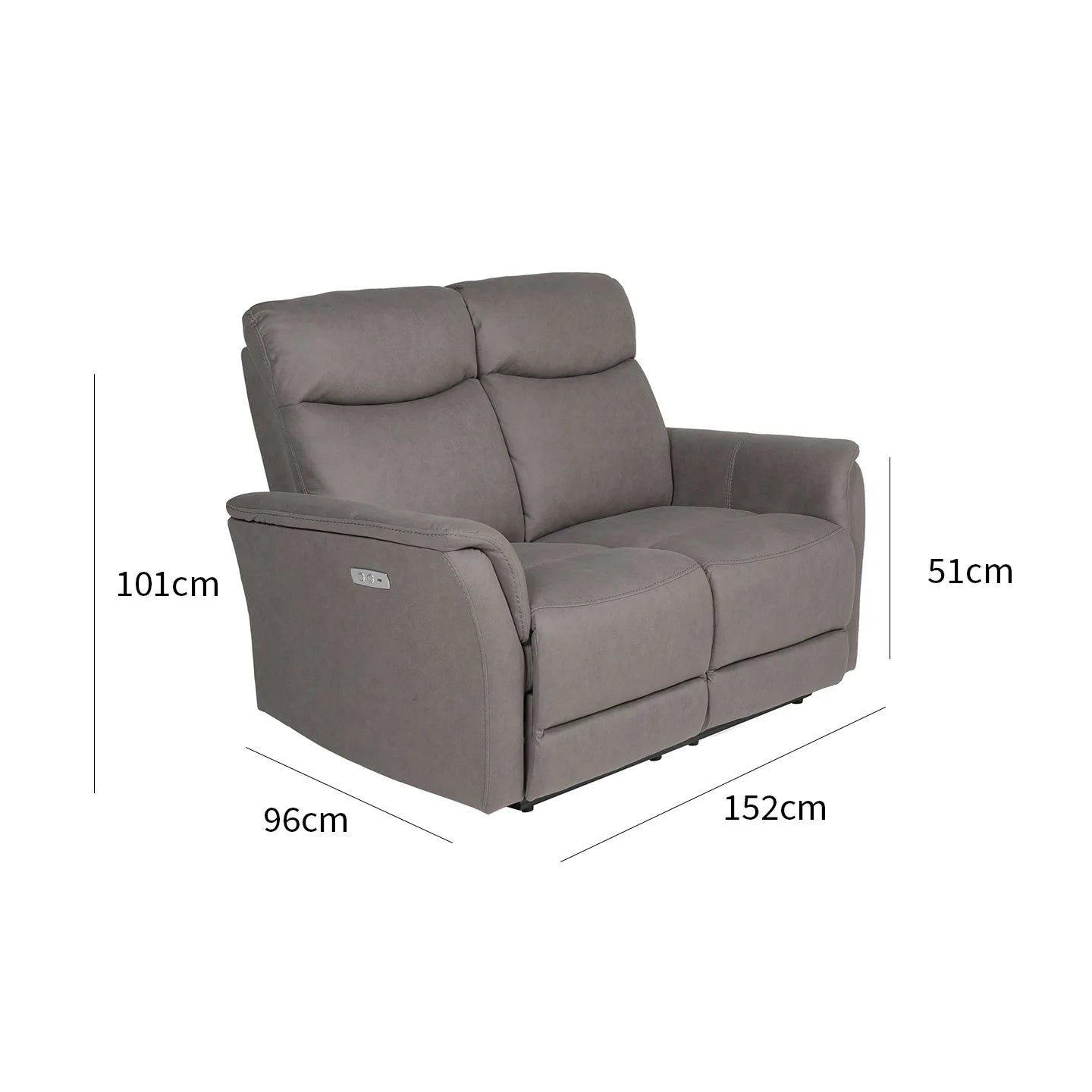 Clark Grey Fabric 2 Seater Electric Recliner Sofa
