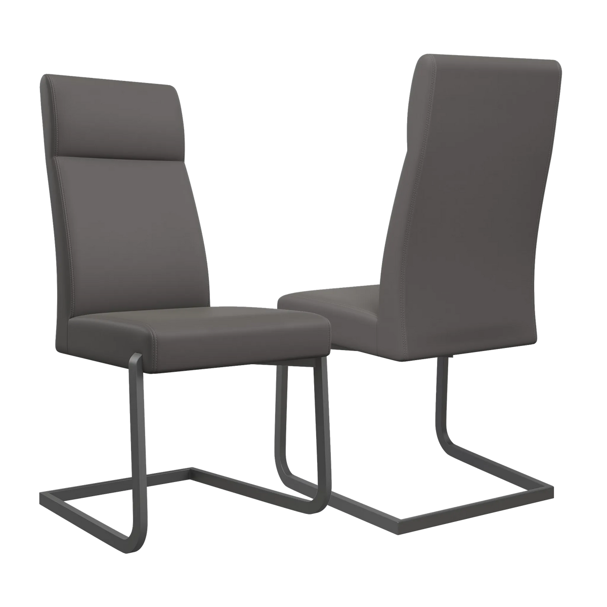 Grey Dante Leather Dining chairs with Grey cantilever leg base