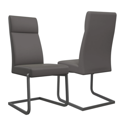 Grey Dante Leather Dining chairs with Grey cantilever leg base