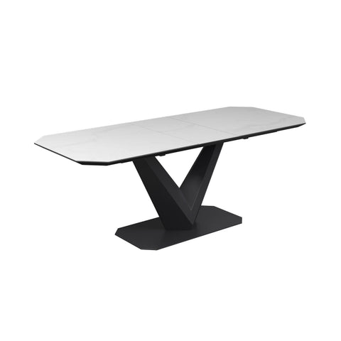 Merlin White Ceramic Dining Table with Black Base