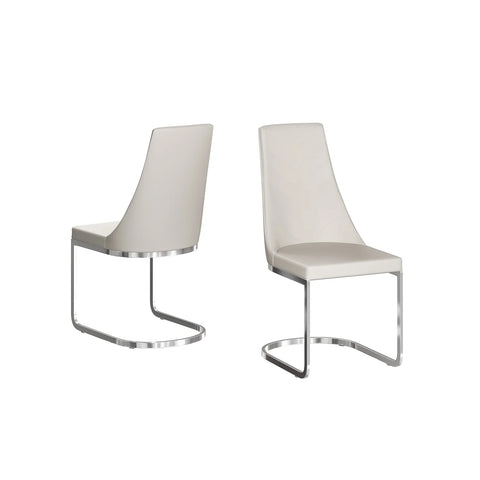 Katy Cream Lather Dining Chairs with Chrome Base