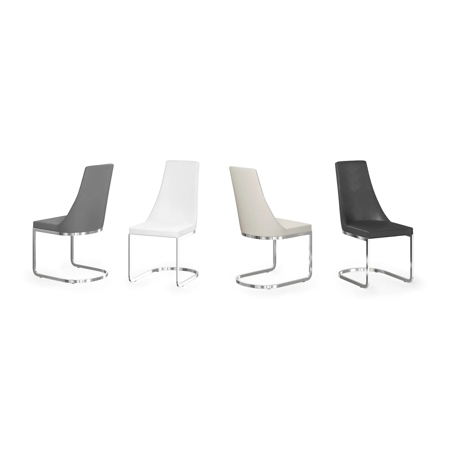 Katy Leather Dining Chairs with chrome Base