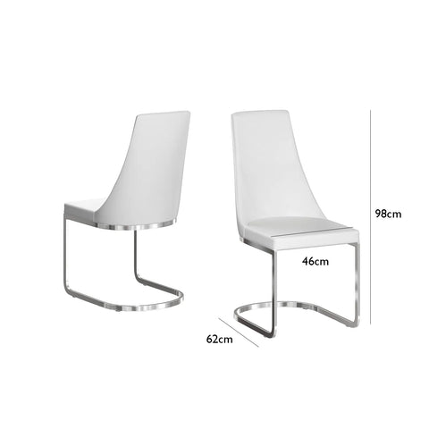 Katy Grey Lather Dining Chairs with Chrome Base - Dimensions