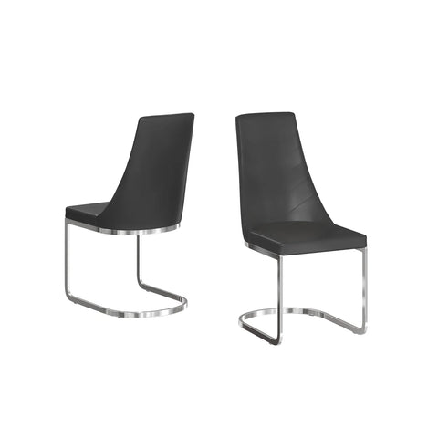 Katy Black Lather Dining Chairs with Chrome Base