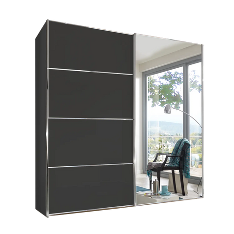 Wiemann Houston 200cm Graphite Glass & Mirror Sliding Wardrobe - Side view