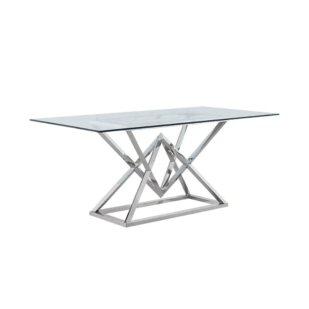 180cm Minimalist Tempered Glass Top Rectangle Dining Table