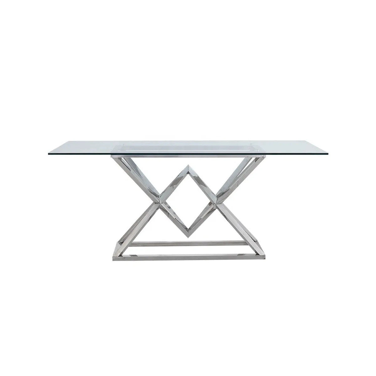 180cm Minimalist Tempered Glass Top Rectangle Dining Table