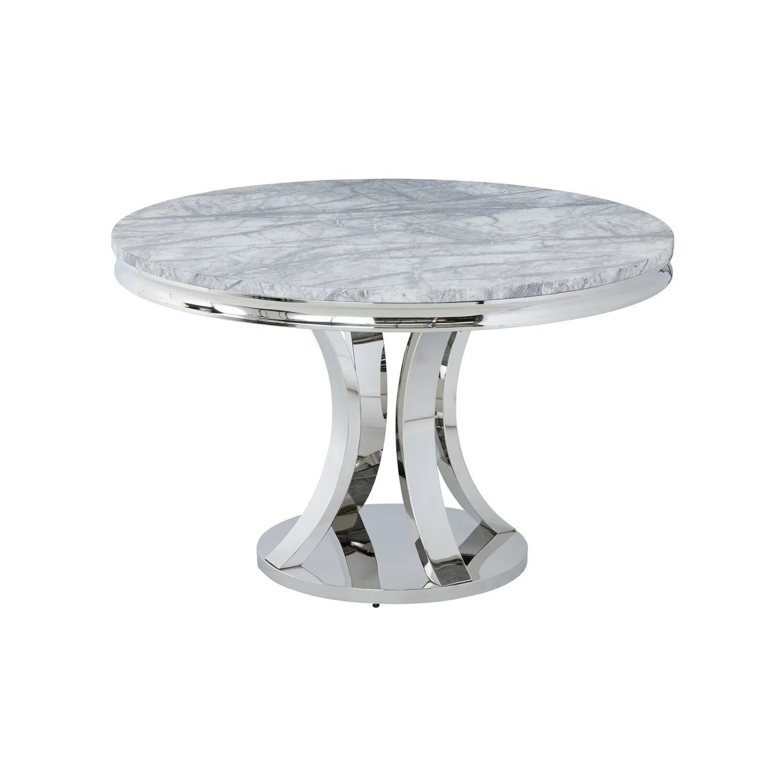 Mitzi Round Marble Dining Table With Lion Head Knocker Chairs