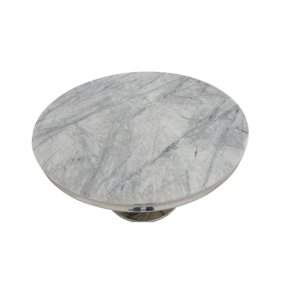 Mitzi Round Marble Dining Table With Lion Head Knocker Chairs