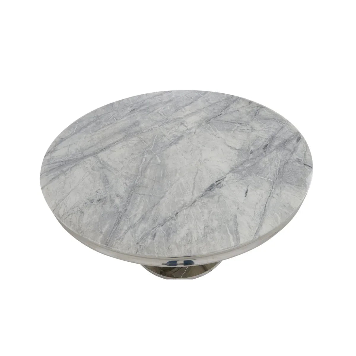 Arianna Round Light Grey Marble Top Dining Table
