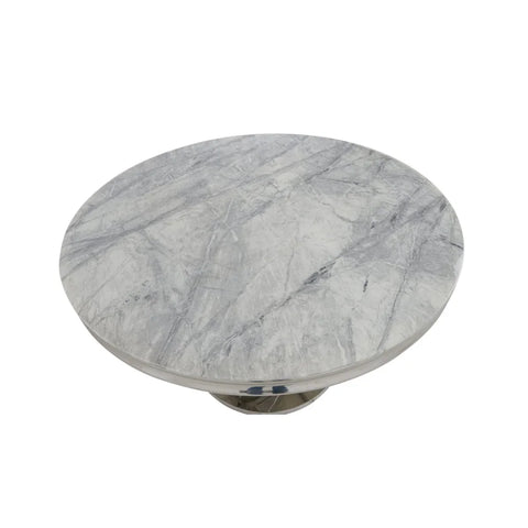 Arianna Round Light Grey Marble Top Dining Table, available in a choice of 5 colours - Table Top