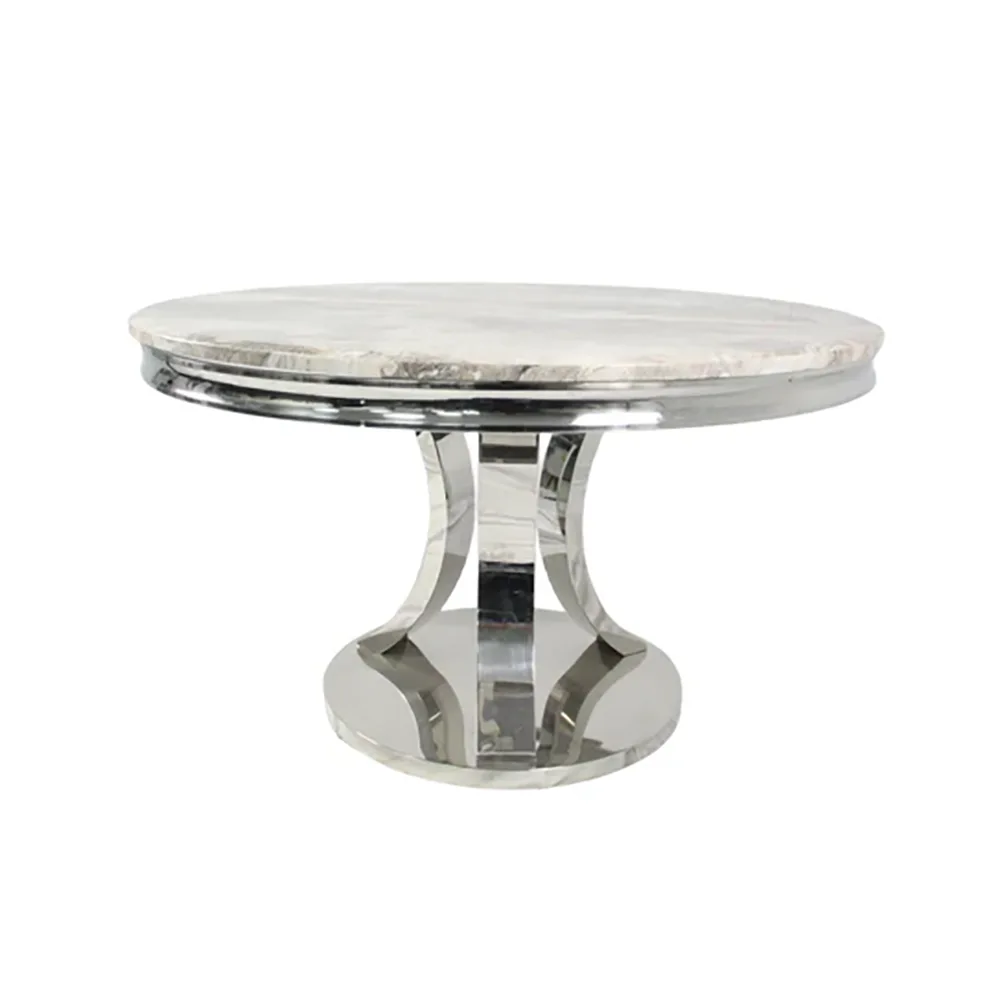 Mitzi Round Marble Dining Table With Lion Head Knocker Chairs