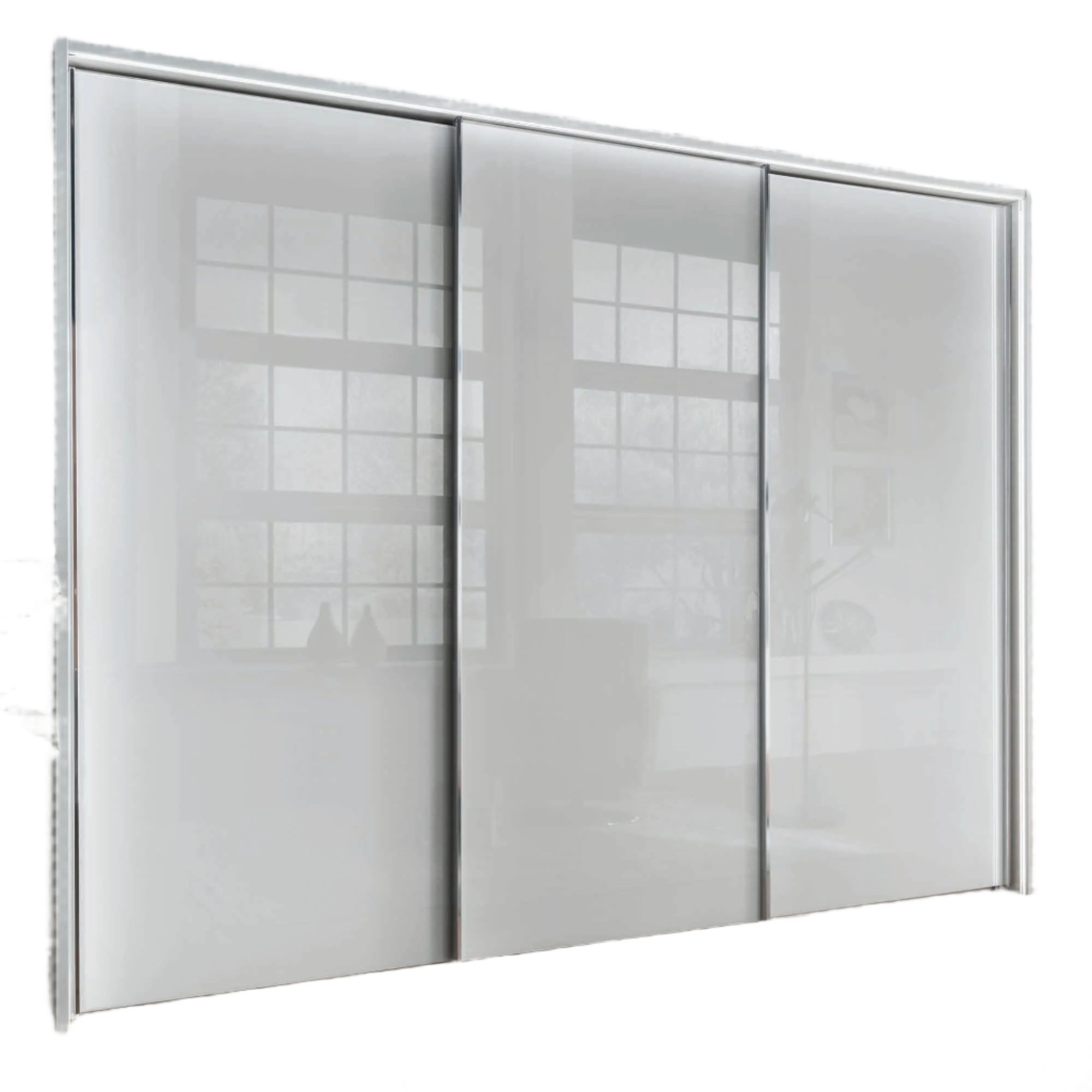 Monaco 3000 Sliding 3 Door White Glass Wardrobe