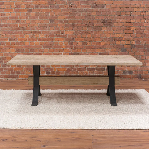 Montauk Large 2m Dining Table showcasing the iconic signature beam surrounded in Black Iron Leg Support - Table Design