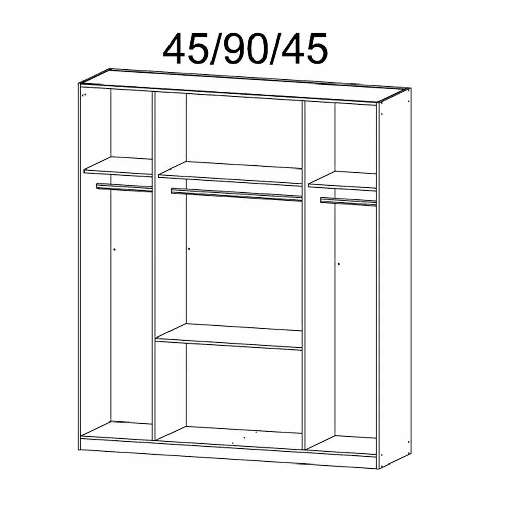 Mosbach 4 Door White & Oak Wardrobe with Mirror and Drawers - 181cm