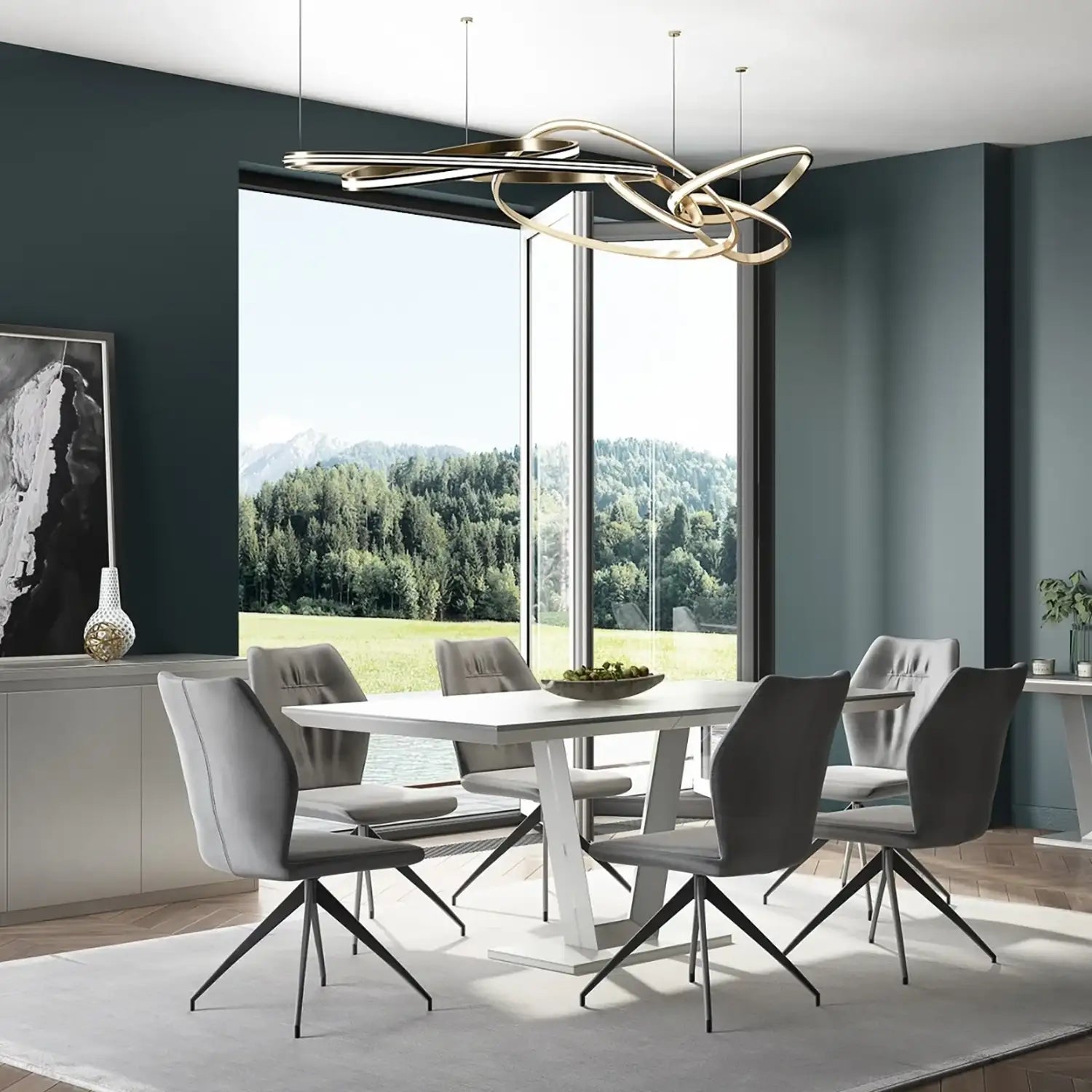 Mozart 1.6m Grey Matt Dining Table With Chairs