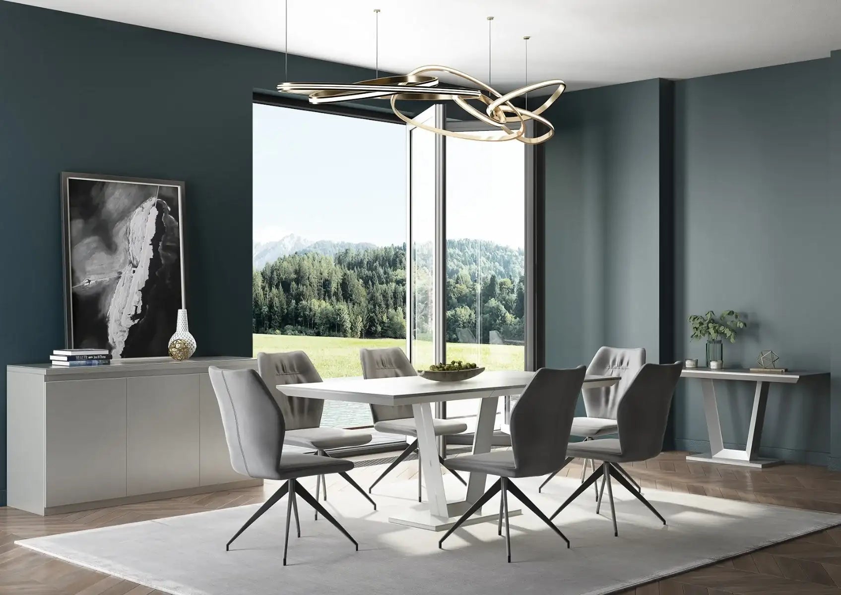 Mozart 1.6m Grey Matt Dining Table With Chairs