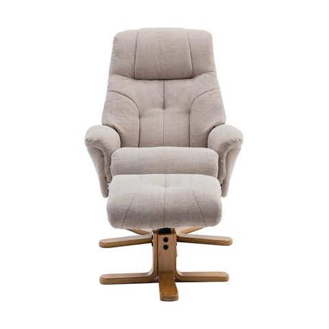 Muscat Fabric Swivel Recliner Chair with Footstool