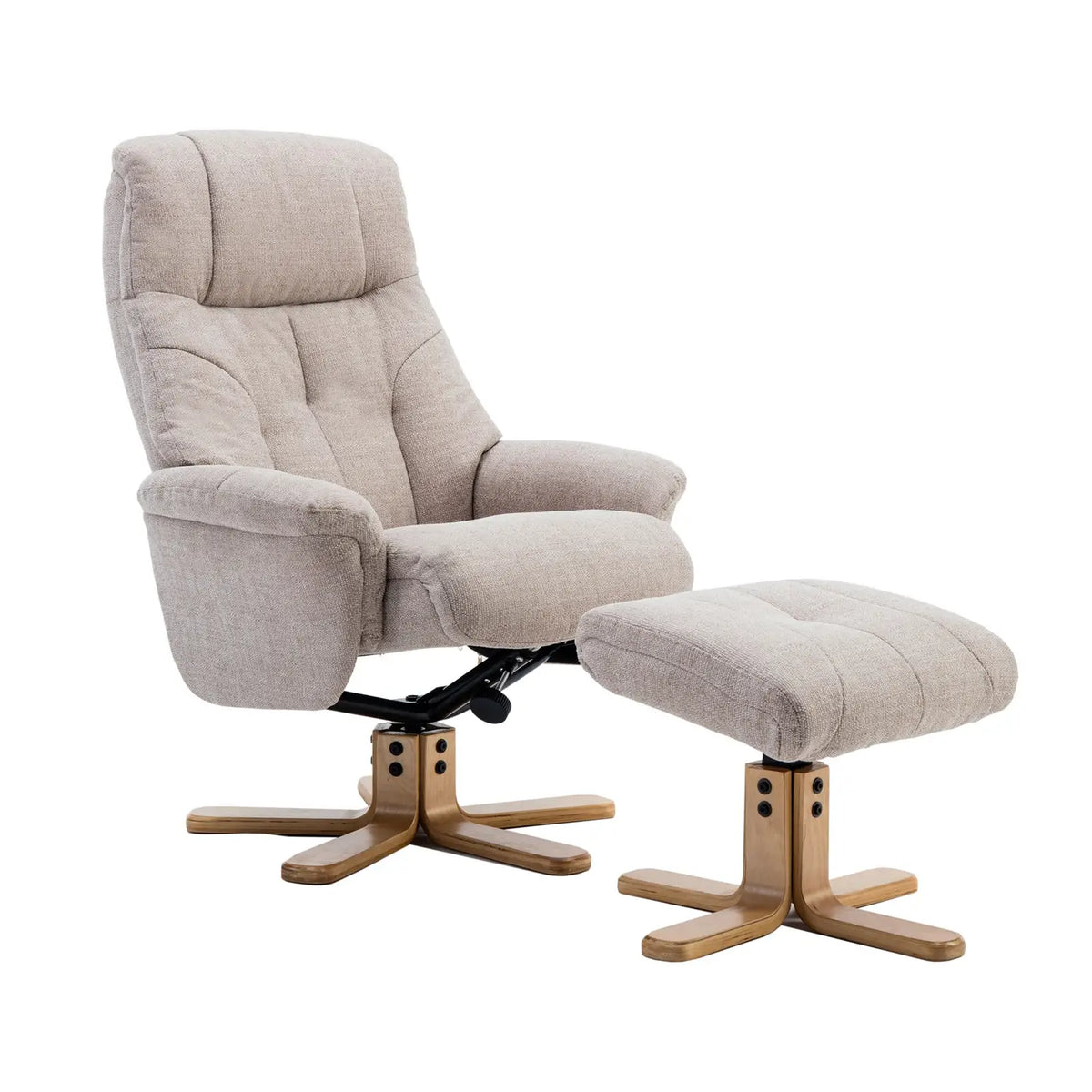 Muscat Fabric Swivel Recliner Chair with Footstool