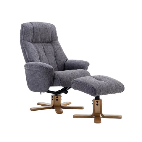 Muscat Fabric Swivel Recliner Chair with Footstool