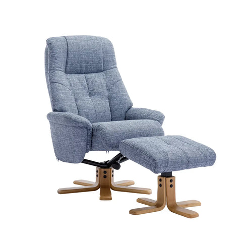 Muscat Fabric Swivel Recliner Chair with Footstool