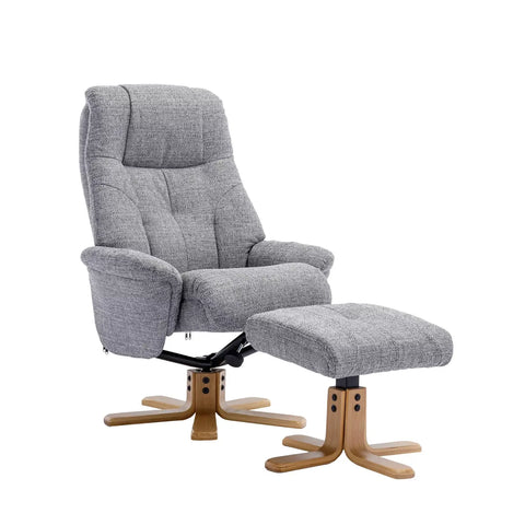 Muscat Fabric Swivel Recliner Chair with Footstool