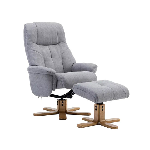 Muscat Fabric Swivel Recliner Chair with Footstool