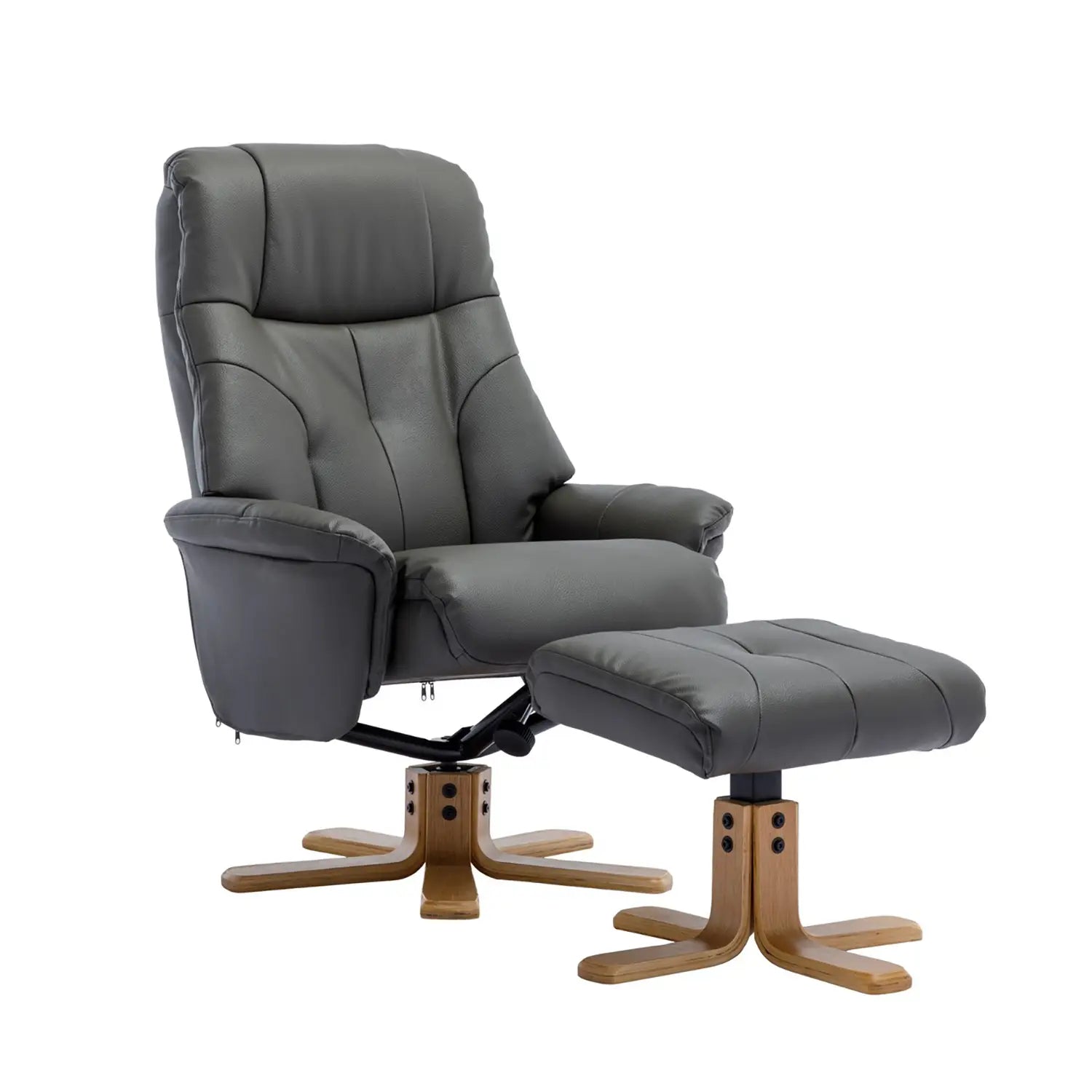 Muscat Faux Leather Swivel Recliner Chair and Footstool