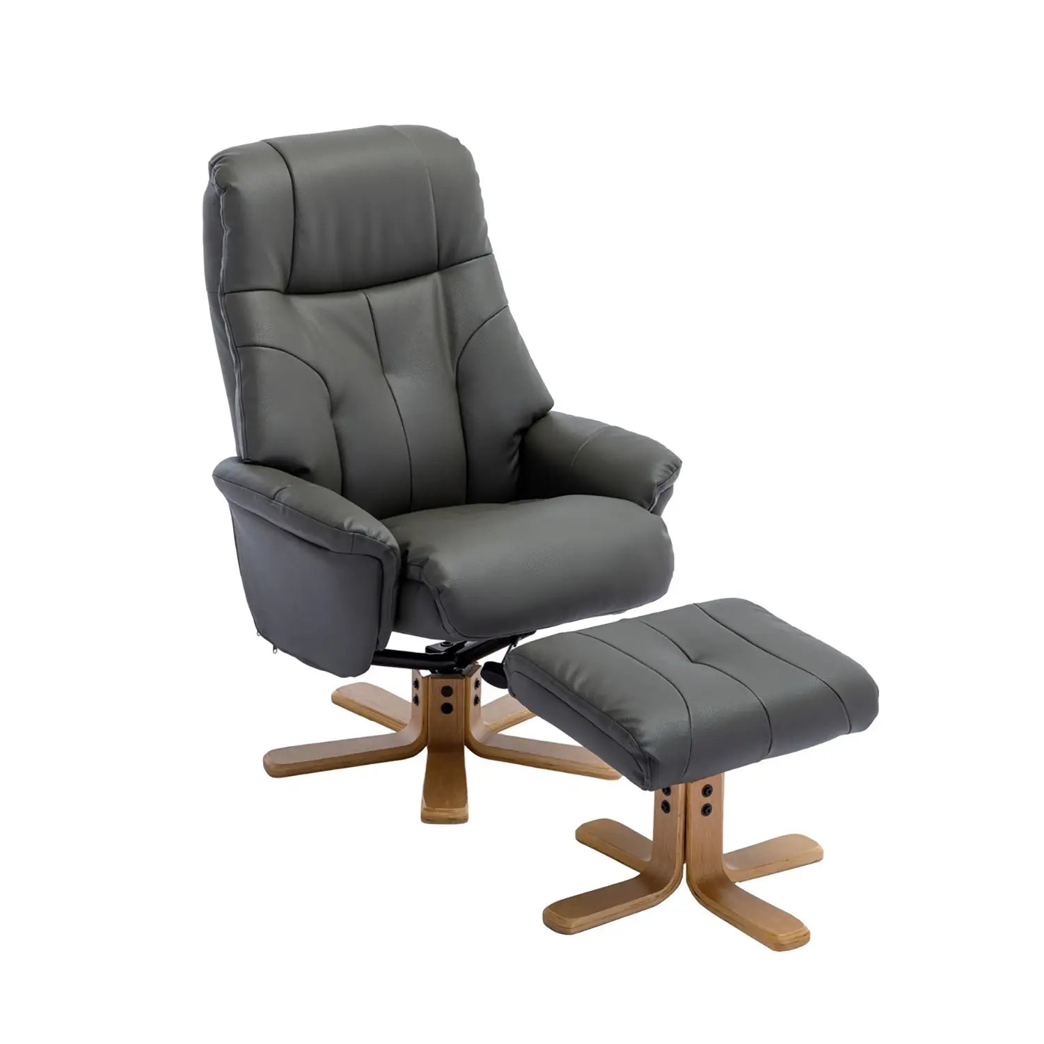 Muscat Faux Leather Swivel Recliner Chair and Footstool