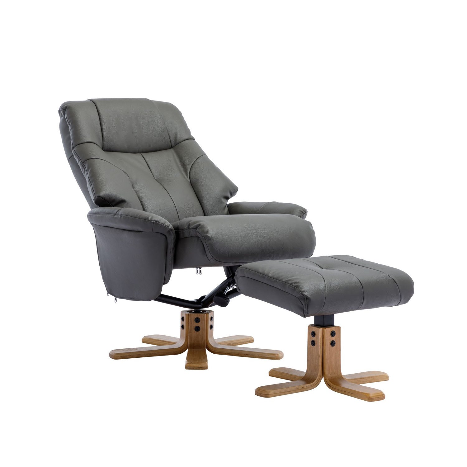 Muscat Faux Leather Swivel Recliner Chair and Footstool