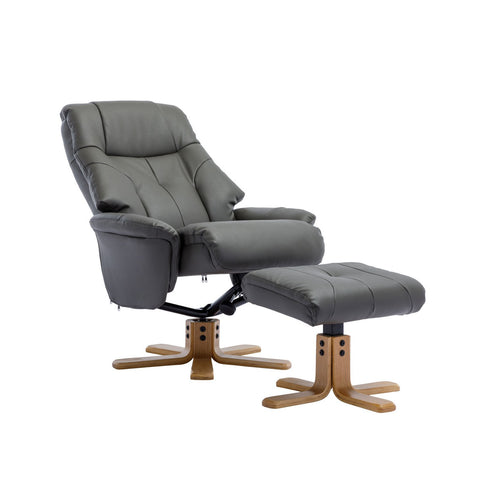 Muscat Faux Leather Swivel Recliner Chair and Footstool - 007