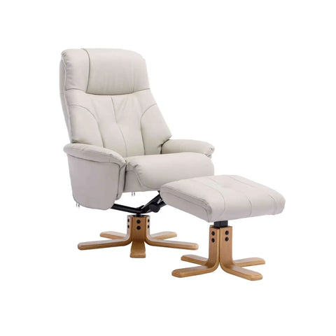 Muscat Faux Leather Swivel Recliner Chair and Footstool