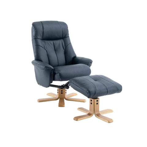 Muscat Faux Leather Swivel Recliner Chair and Footstool