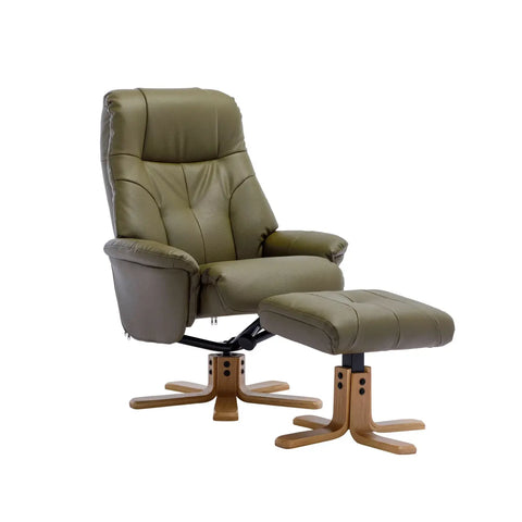 Muscat Faux Leather Swivel Recliner Chair and Footstool