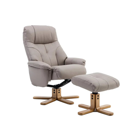 Muscat Faux Leather Swivel Recliner Chair and Footstool